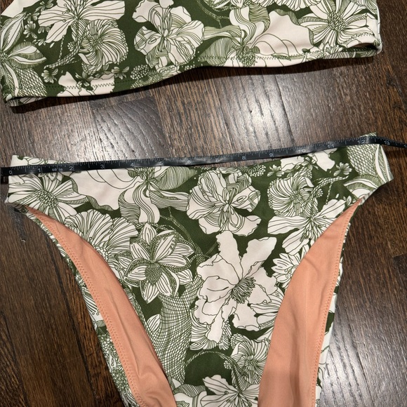 J. Crew Liberty green floral two piece cheeky bikini  NWOT size small medium - Picture 4 of 8